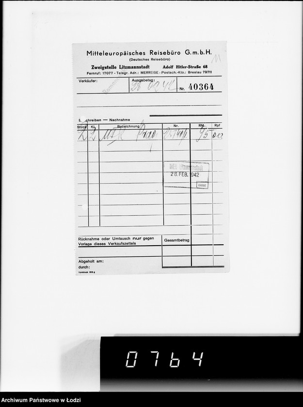 Obraz 15 z jednostki "4. Kassenbelege von nr 627- 846"
