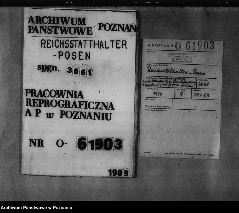Obraz 1 z jednostki "Dienstwohngebäude - Reichsstatthalter Posen. Wirtschaftsgebäude - Bauentwurf (nad jeziorem Góreckim)"