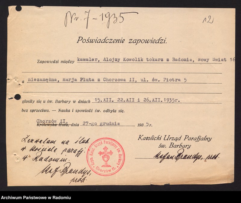 image.from.unit.number "[Alegata do akt zaślubionych parafii św. Jana w Radomiu za 1936 r.]"