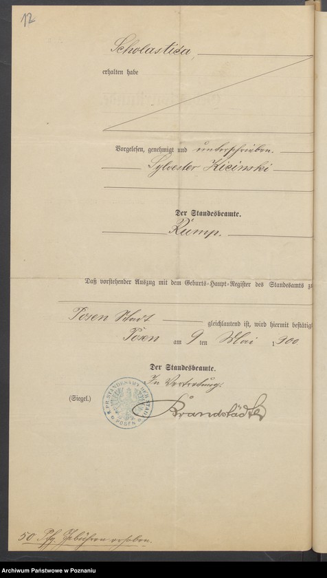 Obraz 17 z jednostki "Die von den Verlobten beigebrachten Urkunden zur Eheschliessung pro 1900"