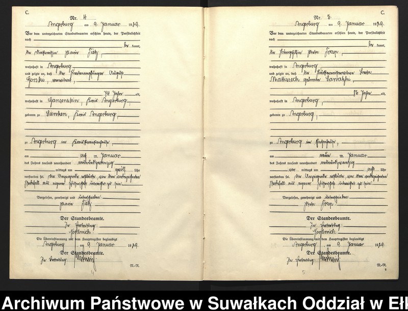 image.from.unit.number "C2. Sterbe = Register (Neben = Register) Standesamt Angerburg einschl. der Standesamtsbezirke Gross Strengeln, Kehlen und Prinowen]"