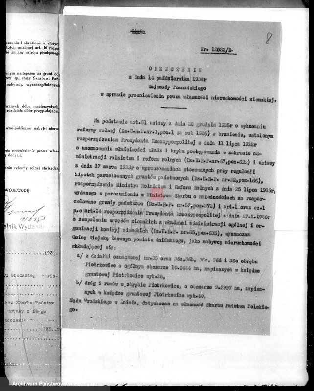 Obraz 13 z jednostki "Przewłaszczenie ziem dotacyjnych w gminie Żar czyn powiatu żnińskiego"