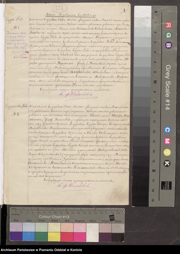 Obraz 3 z jednostki "Księga akt urodzeń, małżeństw, zgonów Parafia Rzymskokatolicka Osiek Wielki [za] rok 1909"