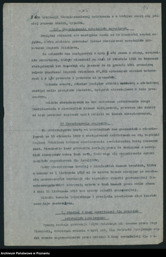 Obraz 16 z jednostki "[Wynik obrad polsko-niemieckich wynikających z 312 artykułu Traktatu Wersalskiego w sprawie ubezpieczeń społecznych]"