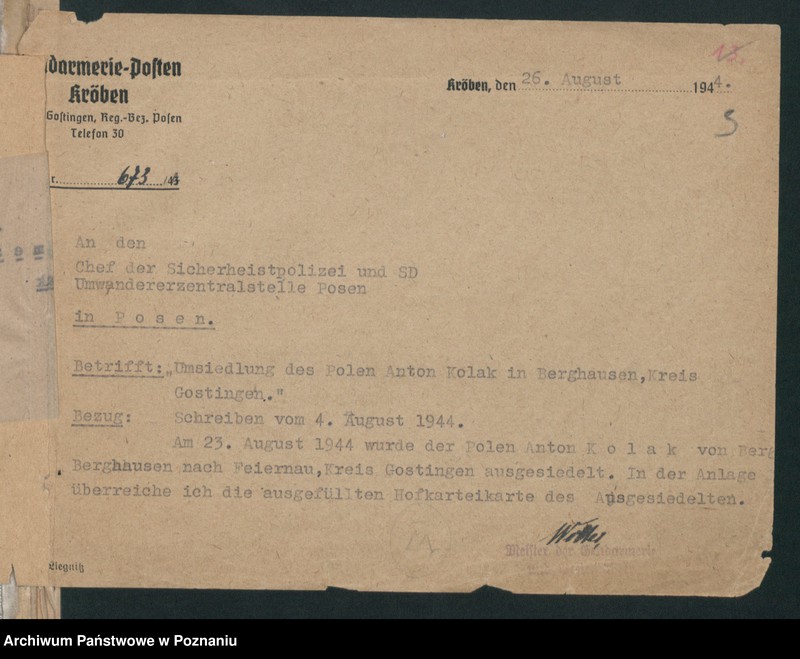 Obraz 6 z jednostki "Verdrängungslisten Gostigen [Gostyń]"