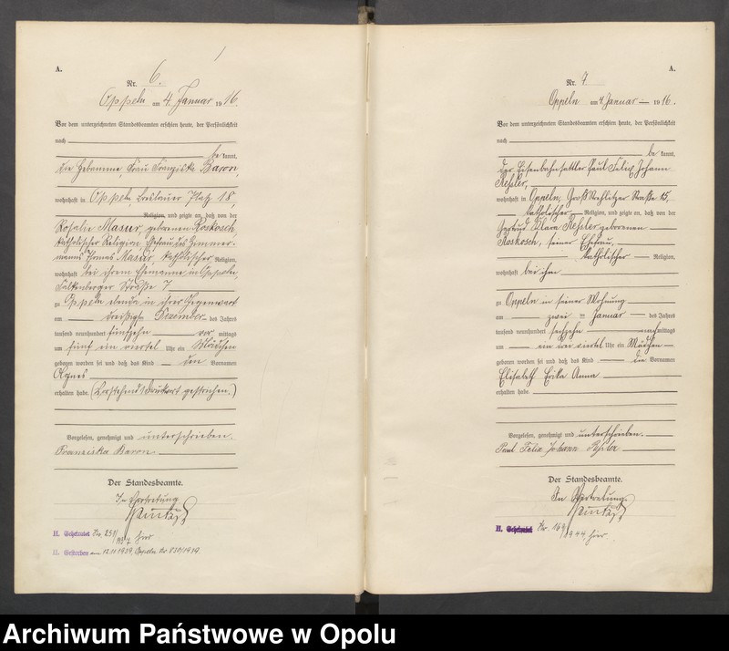 image.from.unit.number "Urząd stanu Cywilnego Opole Księga Urodzeń Rok 1916 1-395"