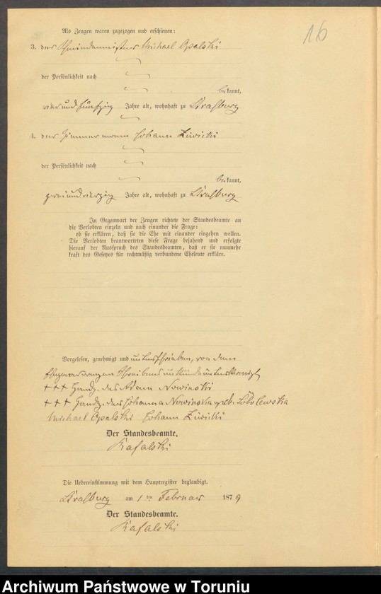 image.from.unit.number "Heiraths-Neben-Register Stadt Strasburg [ Brodnica- Miasto]für das Jahr 1879"