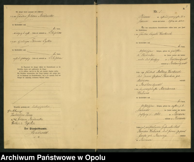 image.from.unit.number "Urząd Stanu Cywilnego Bierawa Księga małżeństw rok 1884-85"