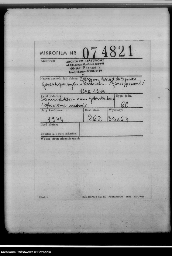 Obraz 2 z jednostki "Sammelakten zum Geburtenbuch [zgłoszenia urządzeń]"