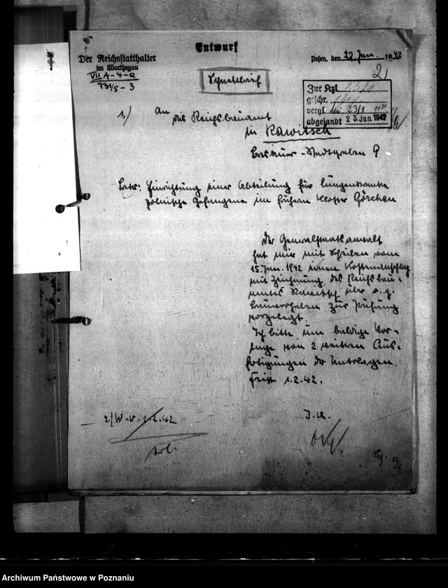 Obraz 6 z jednostki "Einrichtung einer Tbc - Abteilung für lungenkranke, polnische Strafgefangene im früheren Kloster Görchen (Miejska Górka)"