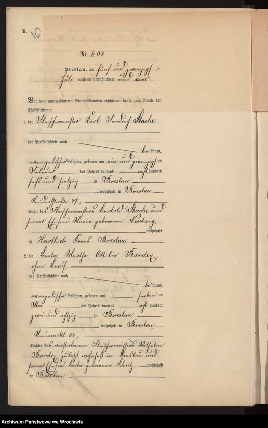 image.from.unit.number "Heiraths-Neben-Register Breslau I 1904 Band 4"