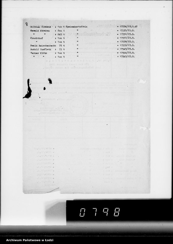 image.from.unit.number "Lebensmitteleinkauf. Aufträge, [Lieferscheinen und Rechnungen] 17526-17545. [Zamówienia i dostawa ziemiopłodów do Getta]"