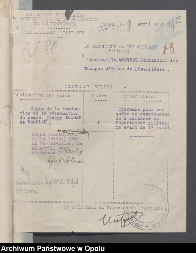 Obraz 16 z jednostki "Reparations civiles-Contentieux /Korespondencja i zarządzenia w sprawie odszkodowań cywilnych - sprawy sporne, wypadki, szkody/ 8.03 - 30.12.1920"