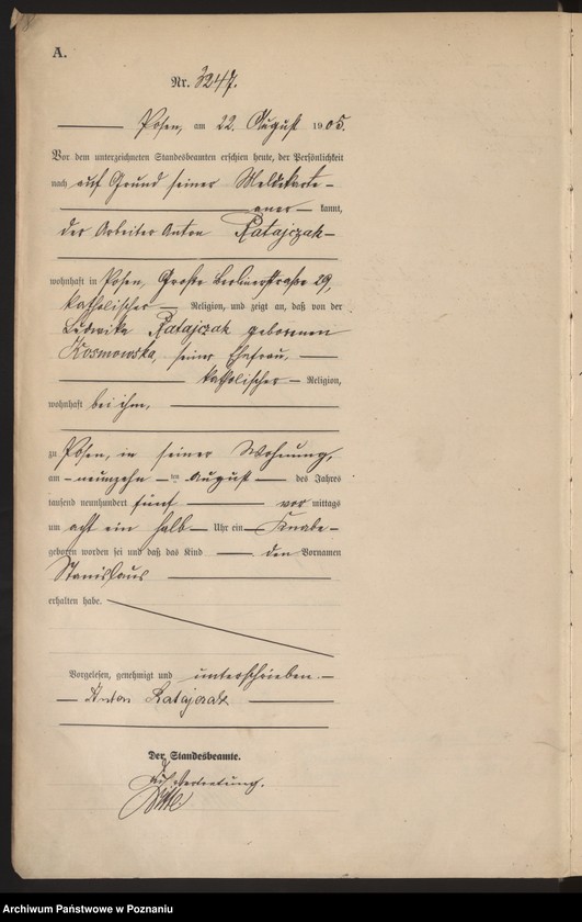 Obraz 10 z jednostki "Księga miejscowa urodzeń tom VII"