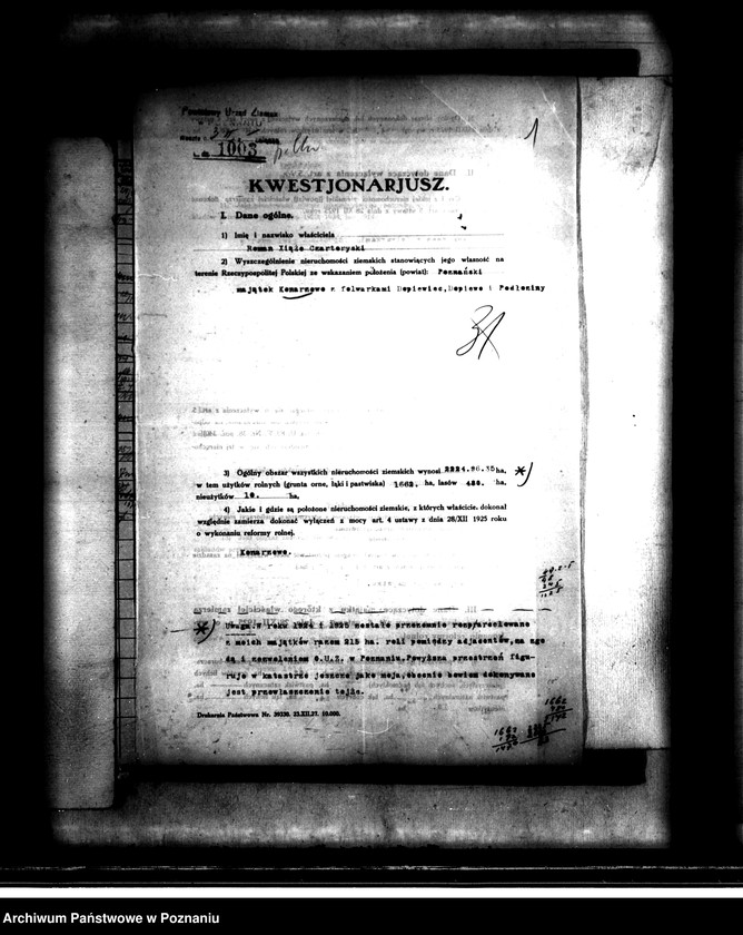 Obraz 4 z jednostki "Majątek Konarzewo powiatu poznańskiego wyłączenie z art. 4 i 5 ustawy o reformie rolnej"