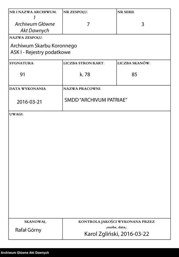 image.from.unit.number "Regestrum contributionis duplae in totum clerum decretae pro ser[enissi]mo Sig. Augusto rege Poloniae A.D. 1561 in synodo provinciali Varsoviensi --"
