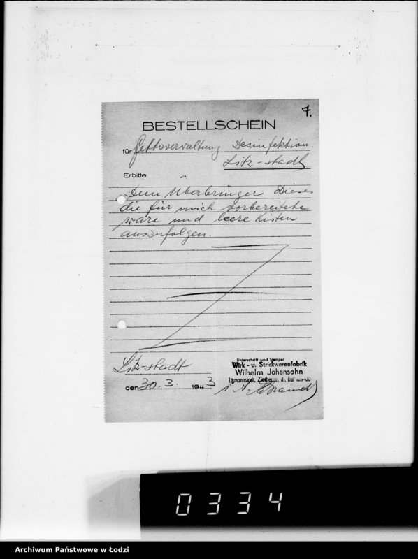 Obraz 11 z jednostki "[Odbiór wyrobów dzianych przez firmę W.Johansohn w Łodzi]"