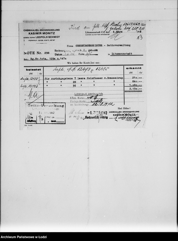 Obraz 17 z jednostki "M [rachunki za dostawy towarów dla Getta]"