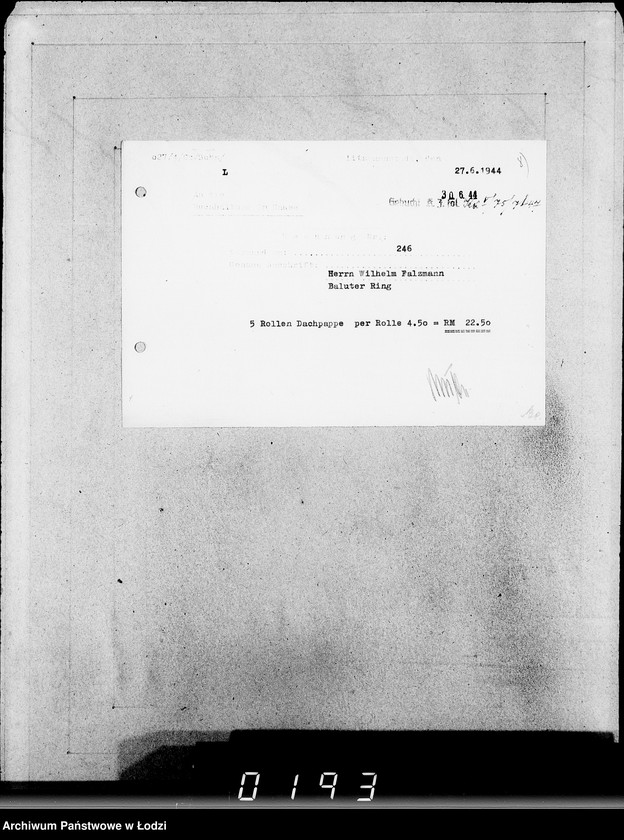 Obraz 12 z jednostki "26 Kassenbelege nr 62/7084- 7850"