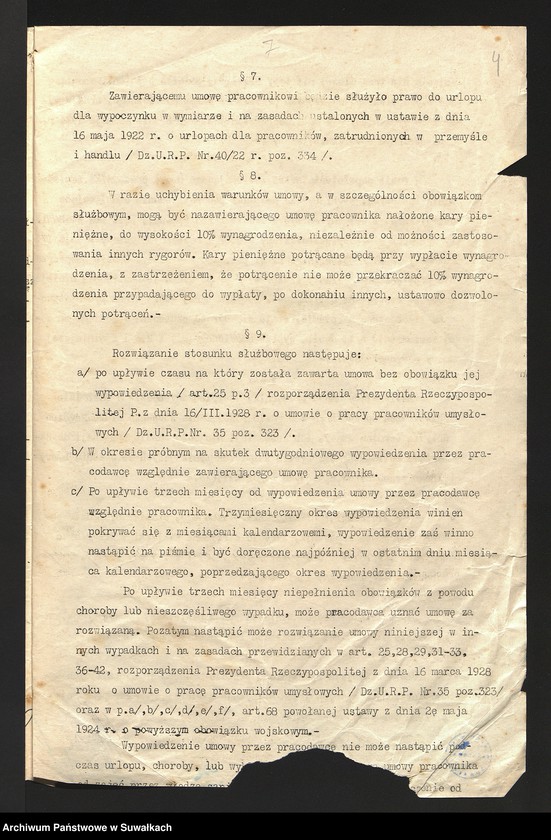 image.from.unit.number "[Umowa o pracę zawarta przez przedstawiciela Wydziału Państwowego w Suwałkach ze Stefanem Kuligowskim]"