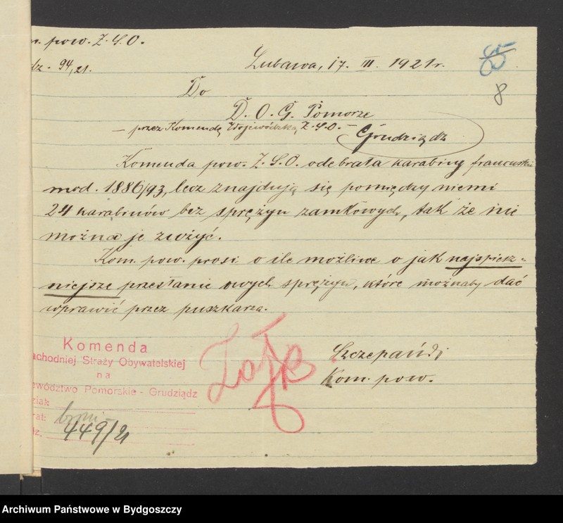 image.from.unit.number "Zaopatrzenie w broń Komendy Wojewódzkiej i Komend Powiatowych Zachodniej Straży Obywatelskiej na Województwo Pomorskie"