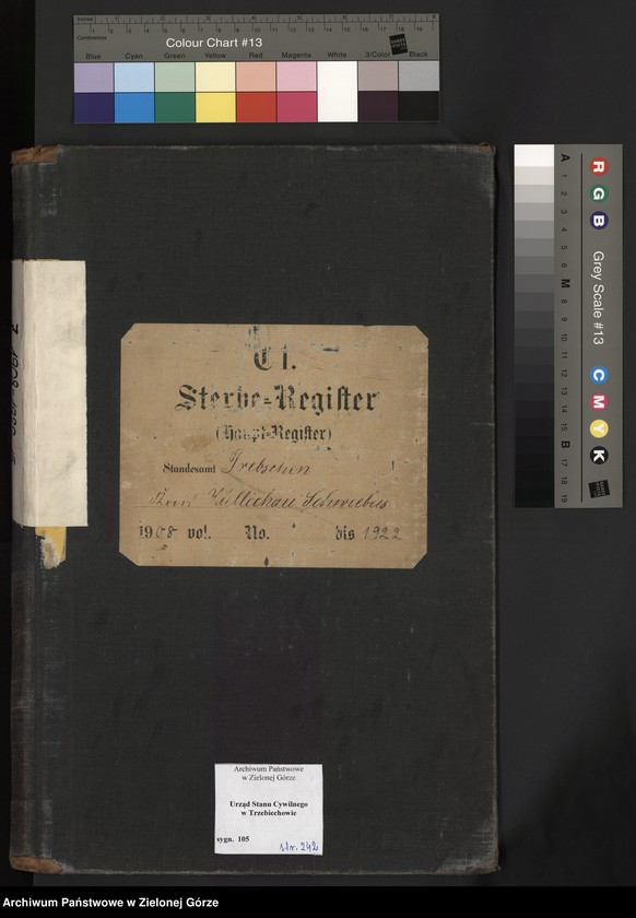 image.from.unit.number "Sterbe-Register (Haupt Register) Standesamt Trebschen Kreis Züllichau-Schwiebus 1908 bis 1922"