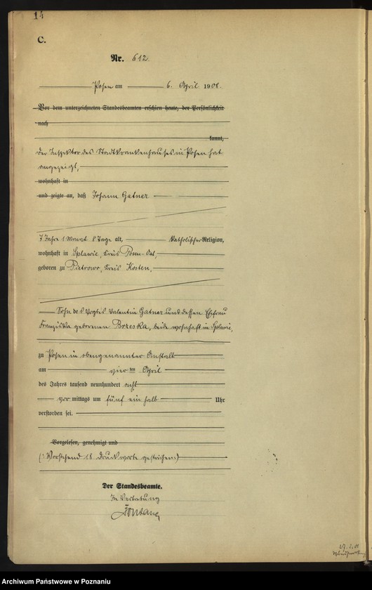 Obraz 16 z jednostki "Księga miejscowa zgonów tom II [Rejestr główny zgonów]"