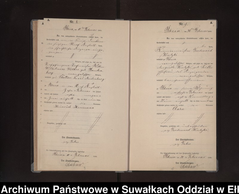 image.from.unit.number "Geburts-Neben-Register des Preussischen Standes-Amtes Rhein Kreis Loetzen"