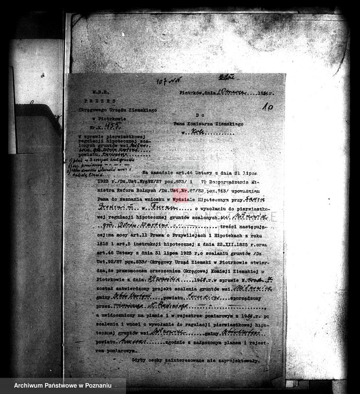 Obraz 14 z jednostki "Regulacja hipoteczna scalonych gruntów Miłkowice powiatu tureckiego"