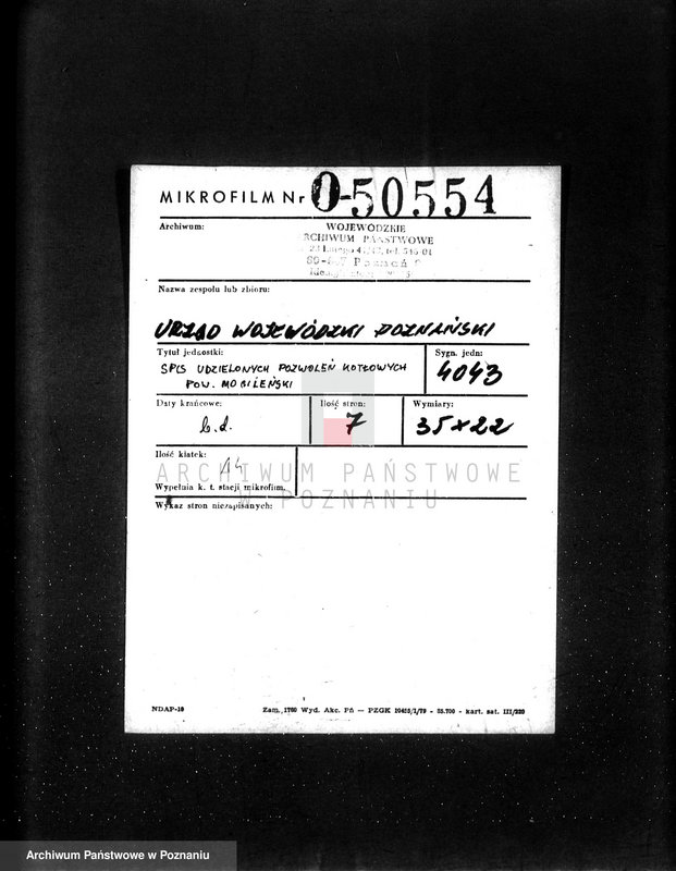 Obraz 2 z jednostki "Spis udzielonych pozwoleń kotłowych pow. nowotomyski"