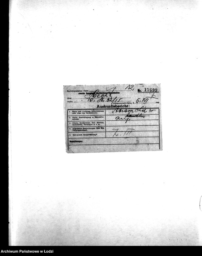 Obraz 15 z jednostki "[Korespondencja z wydziałami gettowymi; z osobami prywatnymi w różnych krajach w sprawie informacji o mieszkańcach getta]"