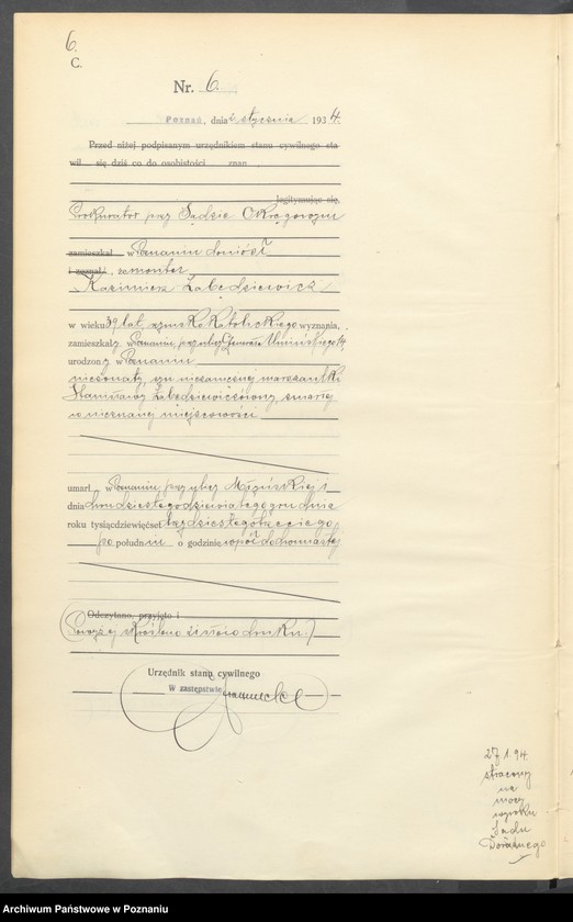 Obraz 8 z jednostki "Księga miejscowa zgonów tom I [Rejestr główny zgonów]"