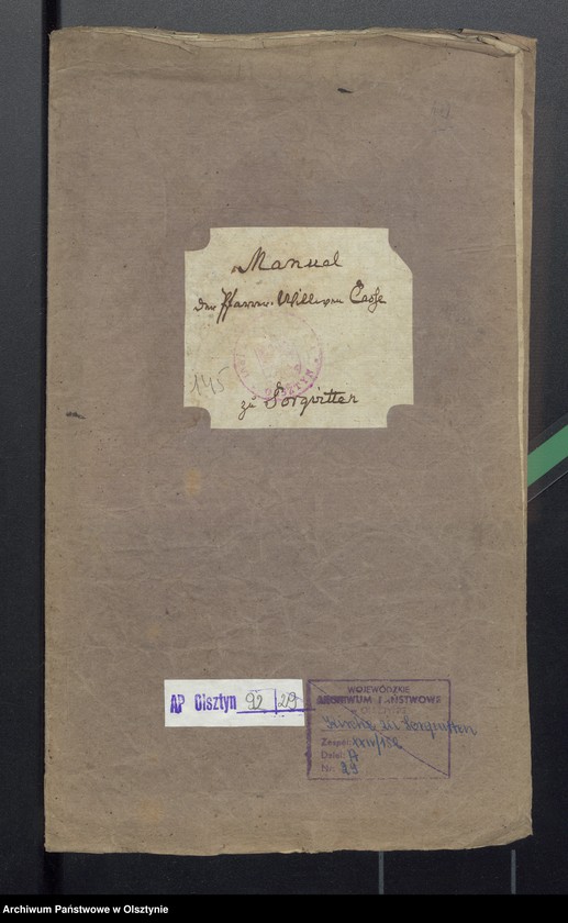 image.from.unit.number "Manual der Pfarr Witwen Casse zu Sorquitten"