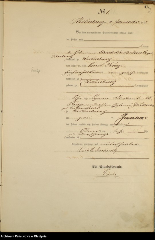 image.from.unit.number "Haupt-Sterbe-Register Nr 1 - 115"