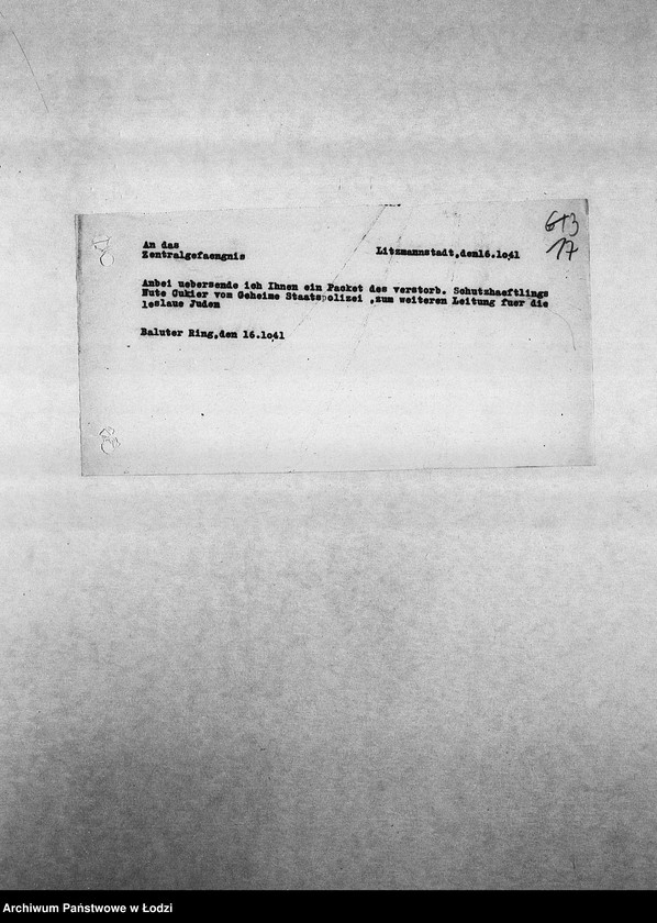 Obraz 20 z jednostki "[Korespondencja PSŻ z Centralnym Więzieniem]"