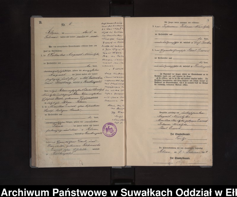 image.from.unit.number "Heiraths-Neben-Register des Königlichen Preussischen Standes-Amtes Orlen Kreis Loetzen"