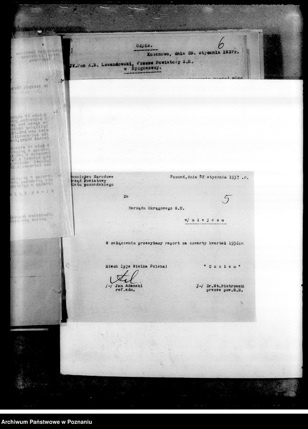 Obraz 8 z jednostki "Zarządzenia i okólniki. Korespondencja dotycząca spraw organizacyjnych i personalnych członków Stronnictwa - powiadomienia o odprawach, zebraniach, zmiany osobowe itp.."