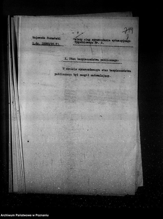 Obraz 12 z jednostki "Sprawozdania sytuacyjne tygodniowe za czas od 29 listopada 1929 r. do dnia 2 stycznia 1930 r. /nr 5-9/ działy VII-XIII"