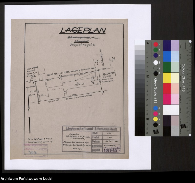 Obraz 1 z jednostki "Lageplan Bückeberg-Straße Nr 11/13 Litzmannstadt"