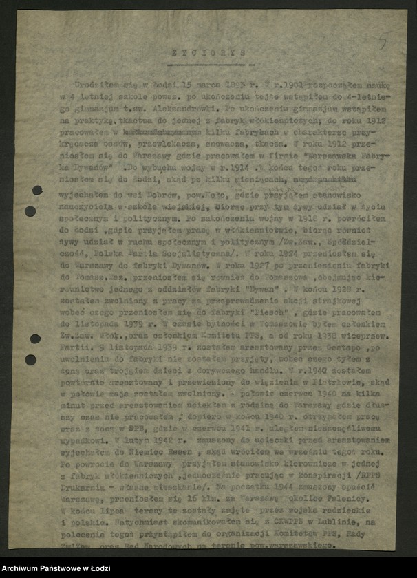 Obraz 7 z jednostki "Życiorysy [działaczy PPS różnych zawodów pełniących funkcje społeczno- polityczne]"