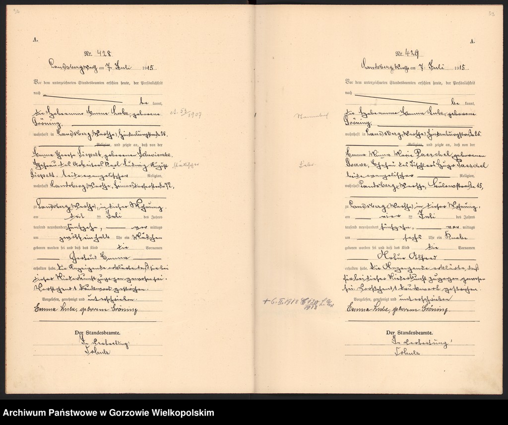 Obraz 19 z jednostki "Geburts Register, t. 1 nr 397-740"