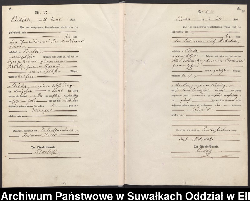 image.from.unit.number "[Geburts-Haupt-Register des Königlichen Preussischen Standes-Amtes Bialla Kreis Johannisburg]"