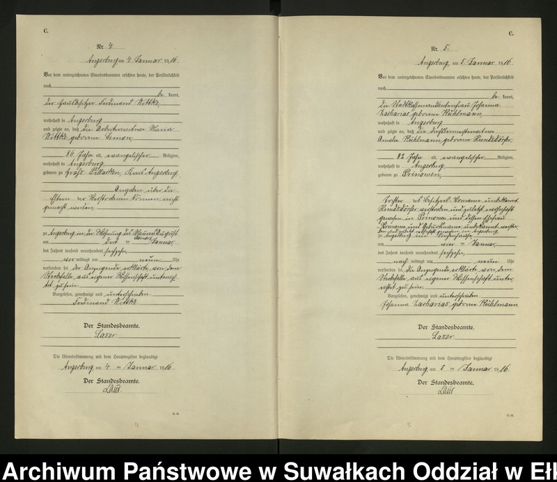 image.from.unit.number "[Sterbe - Register (Neben - Register) Standesamt Angerburg einschl. der Bezirke Gr. Strengeln, Kehlen und Prinowen]"