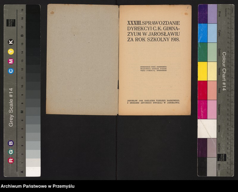 image.from.unit.number "XXXIII Sprawozdanie Dyrekcji c.k. Gimnazjum w Jarosławiu za rok szkolny 1918"