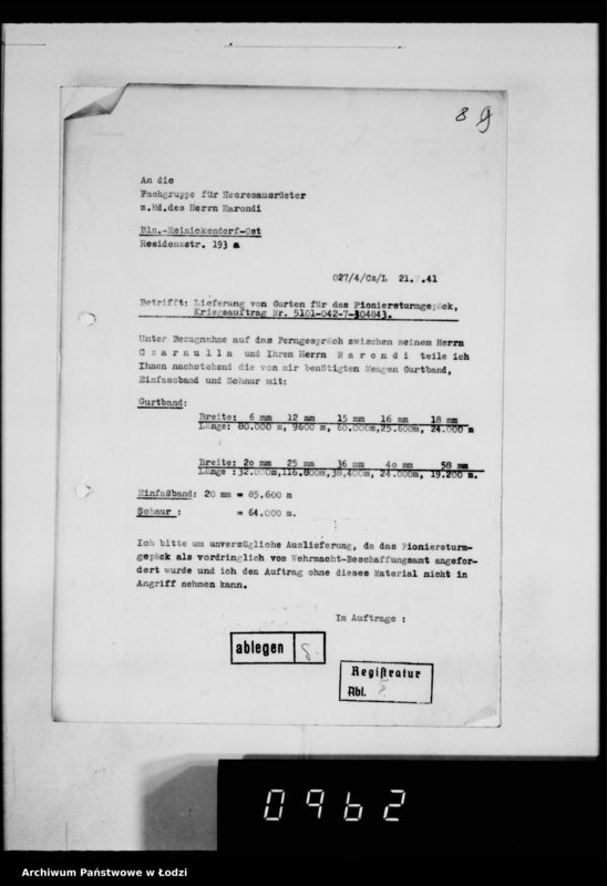 Obraz 12 z jednostki "[Korespondencja z urzędami, instytucjami i firmami]. Lit.Fa-Fy."