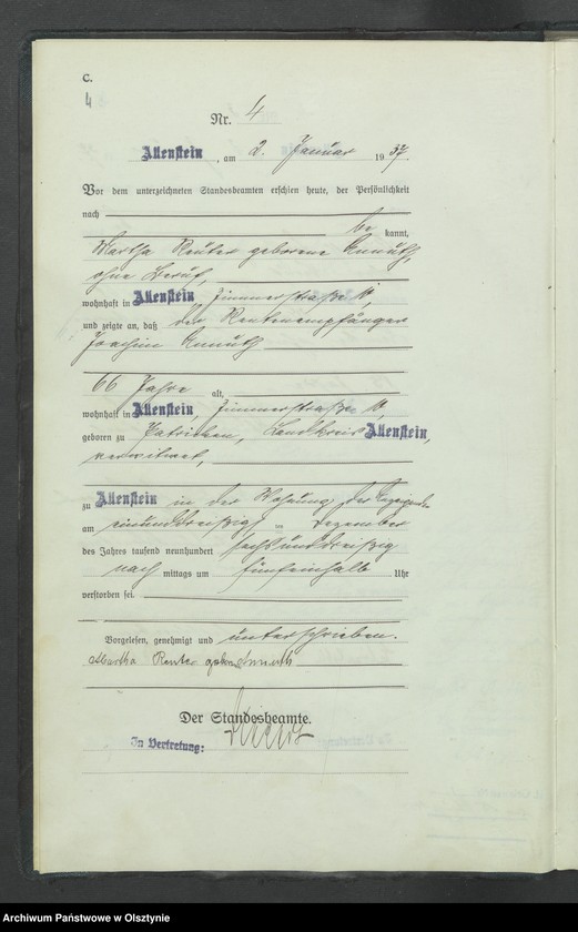 image.from.unit.number "Sterbe-Haupt-Register Tom I, Nr 1-351"