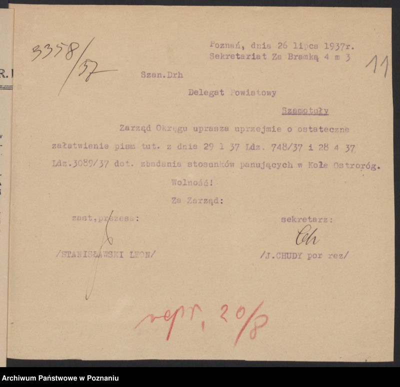 Obraz 14 z jednostki "Ostroróg, powiat Szamotuły - akta koła."
