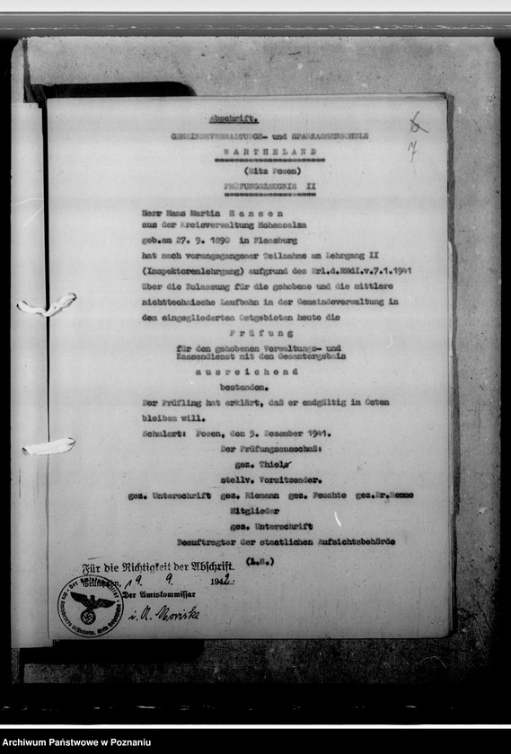 Obraz 11 z jednostki "Hansen, Hans- Martin - komisarz obwodowy"