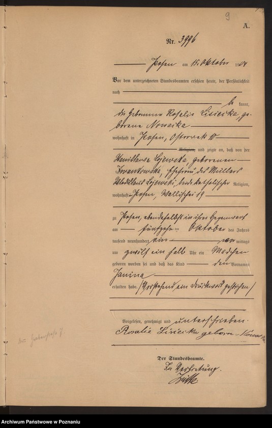 Obraz 10 z jednostki "Księga miejscowa urodzeń tom VIII"