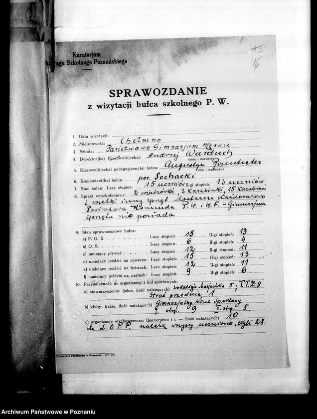 Obraz 19 z jednostki "[Sprawozdania roczne ze sprawności fizycznej członków hufca szkolnego P.W.]"